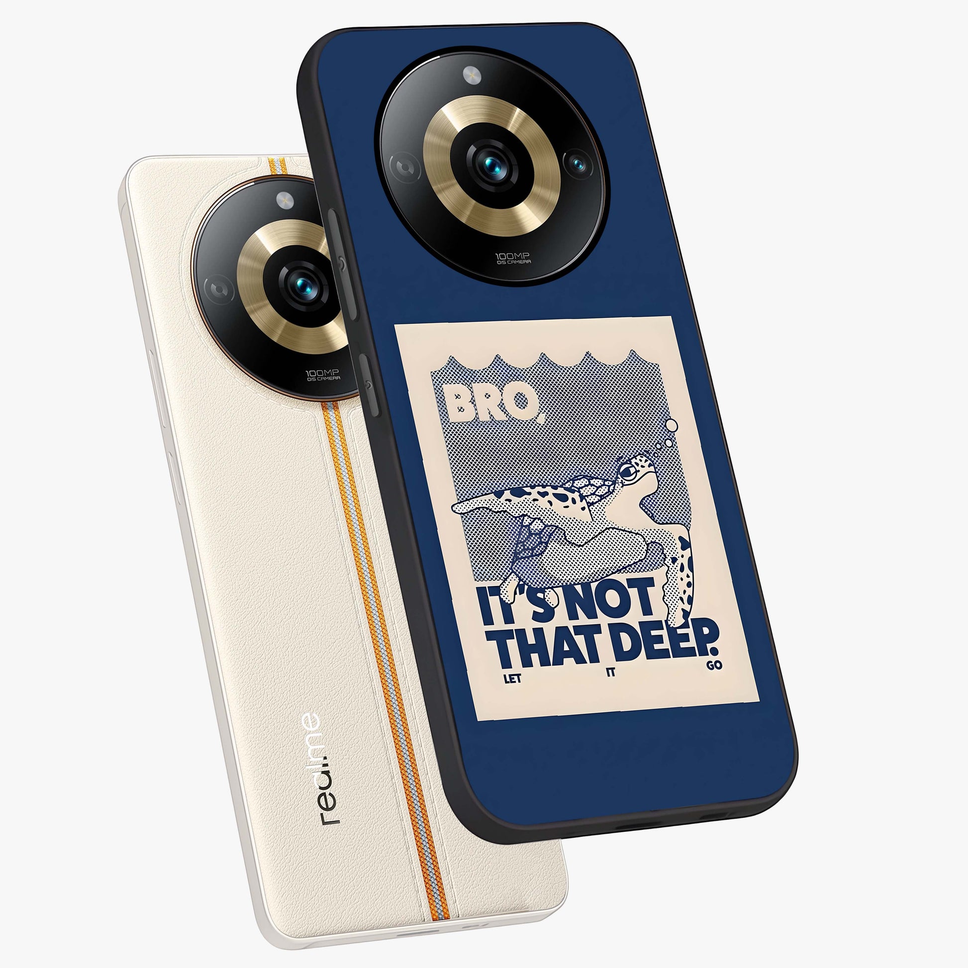 Worry Less Swim Glass Case displayed in angled mockup highlighting fun typography design with relaxed aesthetic style.