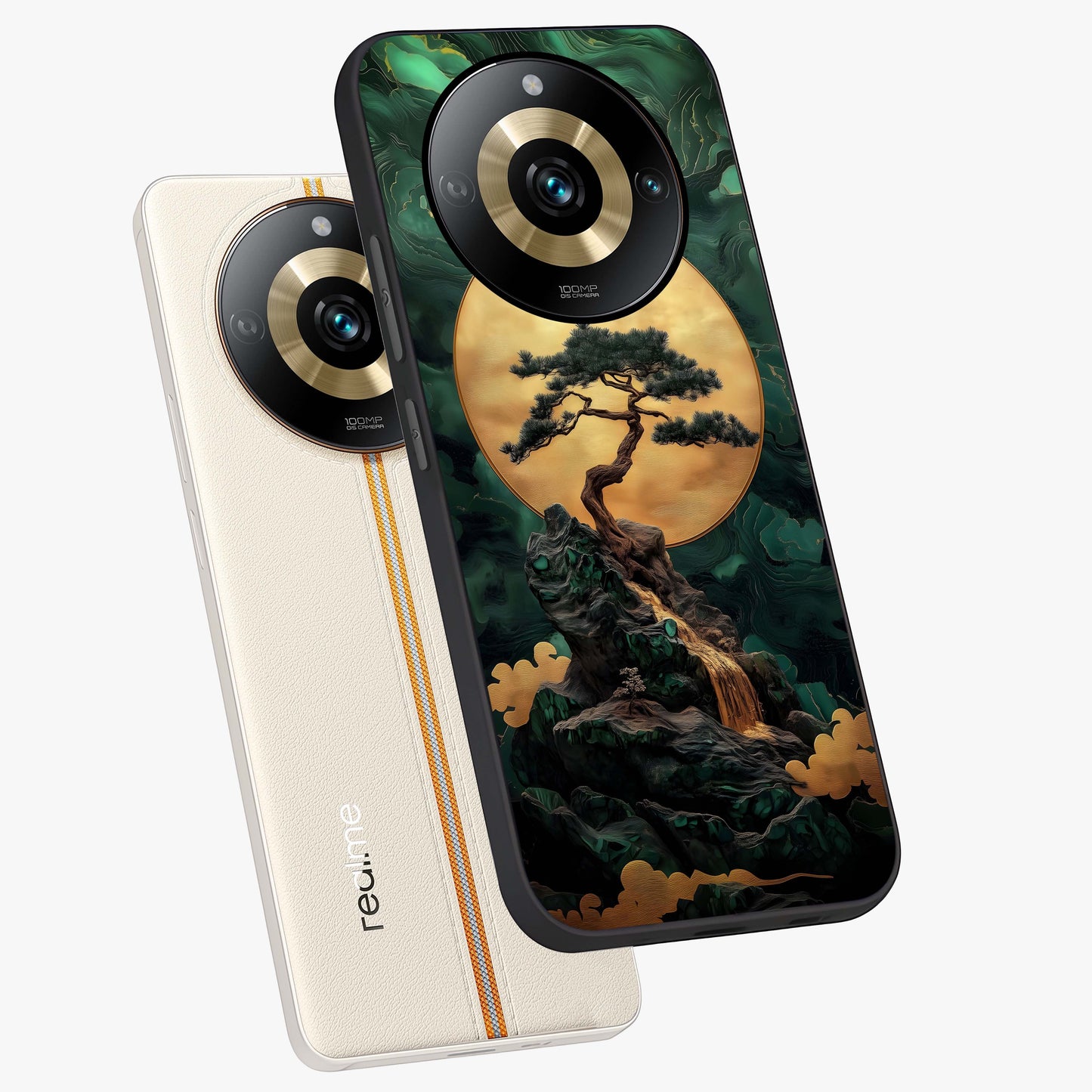 Zen Moon Rise Glass Case displayed in angled mockup highlighting peaceful lunar design with zen aesthetic style.