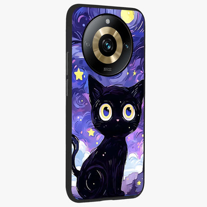 Abstract Cat Art Glass Case upright view showcasing creative feline illustration and aesthetic artistic style.