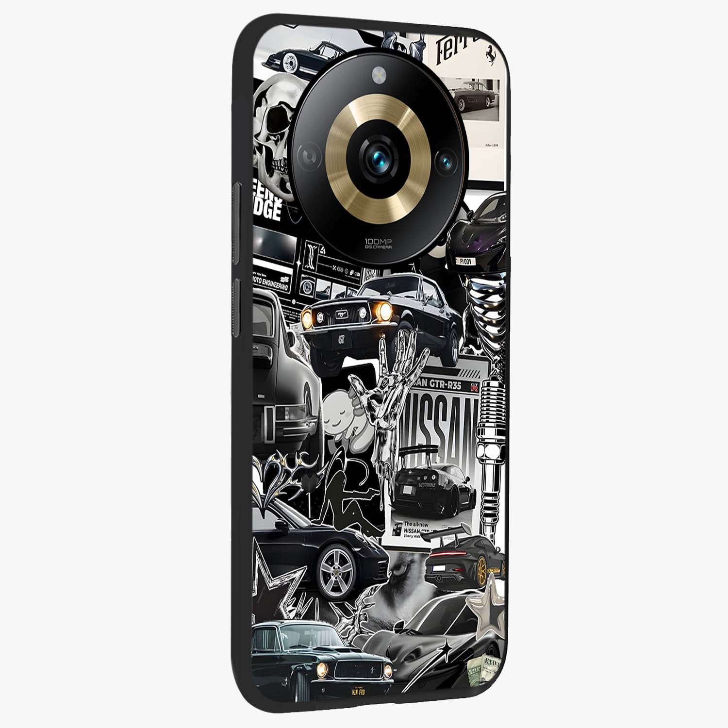 Aesthetic Dark Love Glass Case upright view showcasing dramatic romantic artwork with modern aesthetic style.