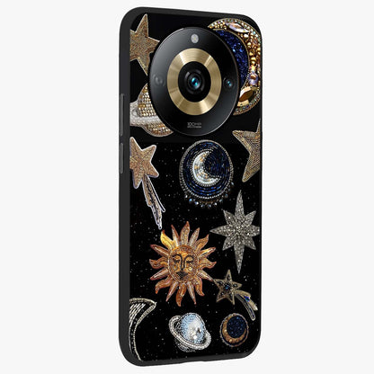 Celestial Gem Constellations Glass Case upright view showcasing cosmic constellation artwork with celestial aesthetic style.