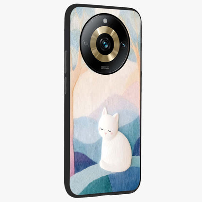 Cotton Dream Cat Glass Case upright view showcasing charming cat artwork with cozy dreamy theme.