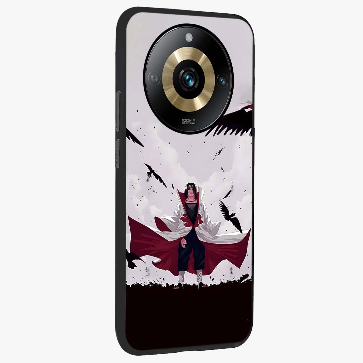 Crimson Crow Ascension Glass Case upright view showcasing dramatic crow artwork with bold gothic theme.