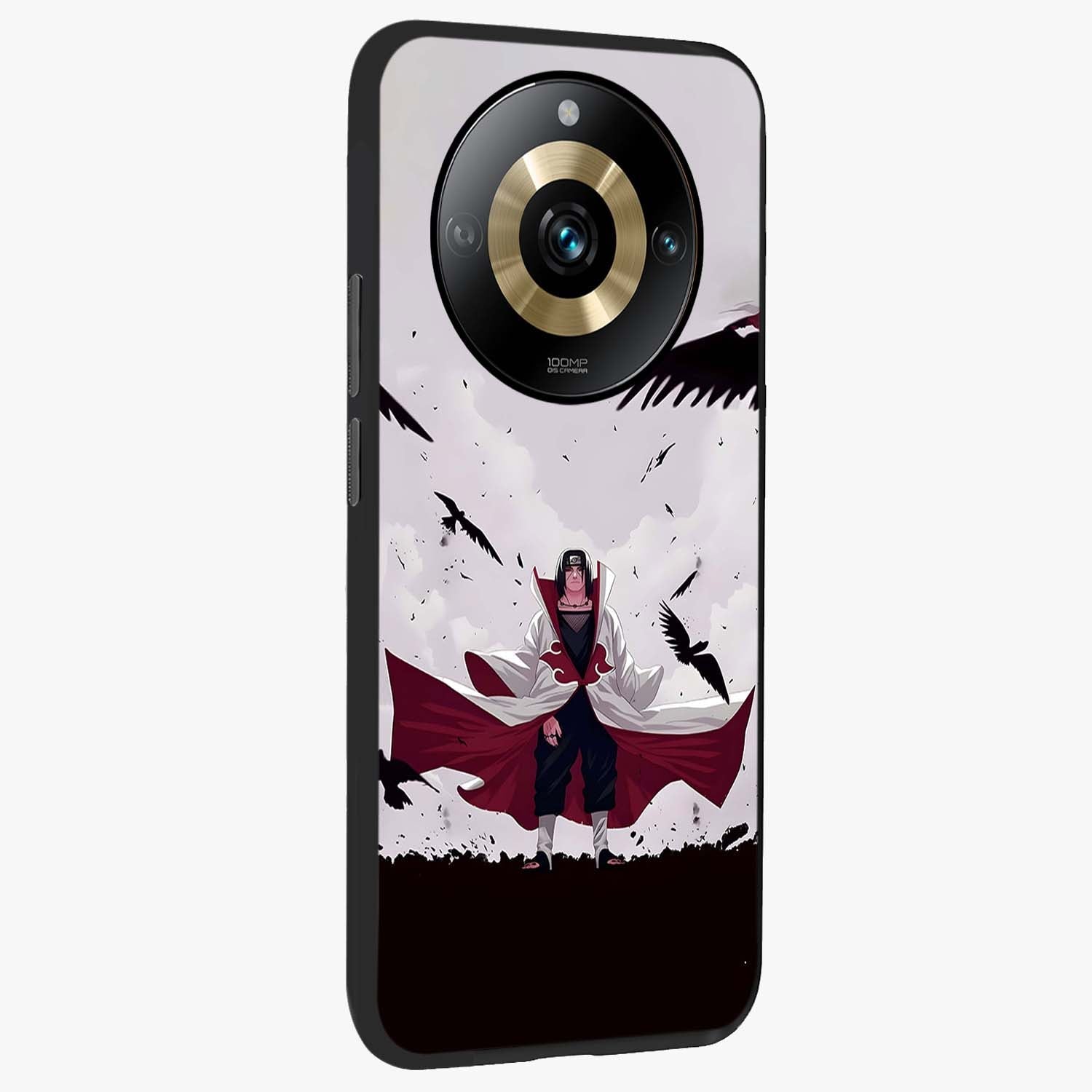 Crimson Crow Ascension Glass Case upright view showcasing dramatic crow artwork with bold gothic theme.