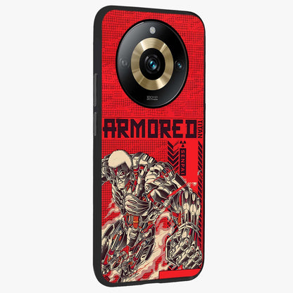 Crimson Mecha Titan Glass Case upright view showcasing dynamic robotic titan design with sci-fi inspired theme.