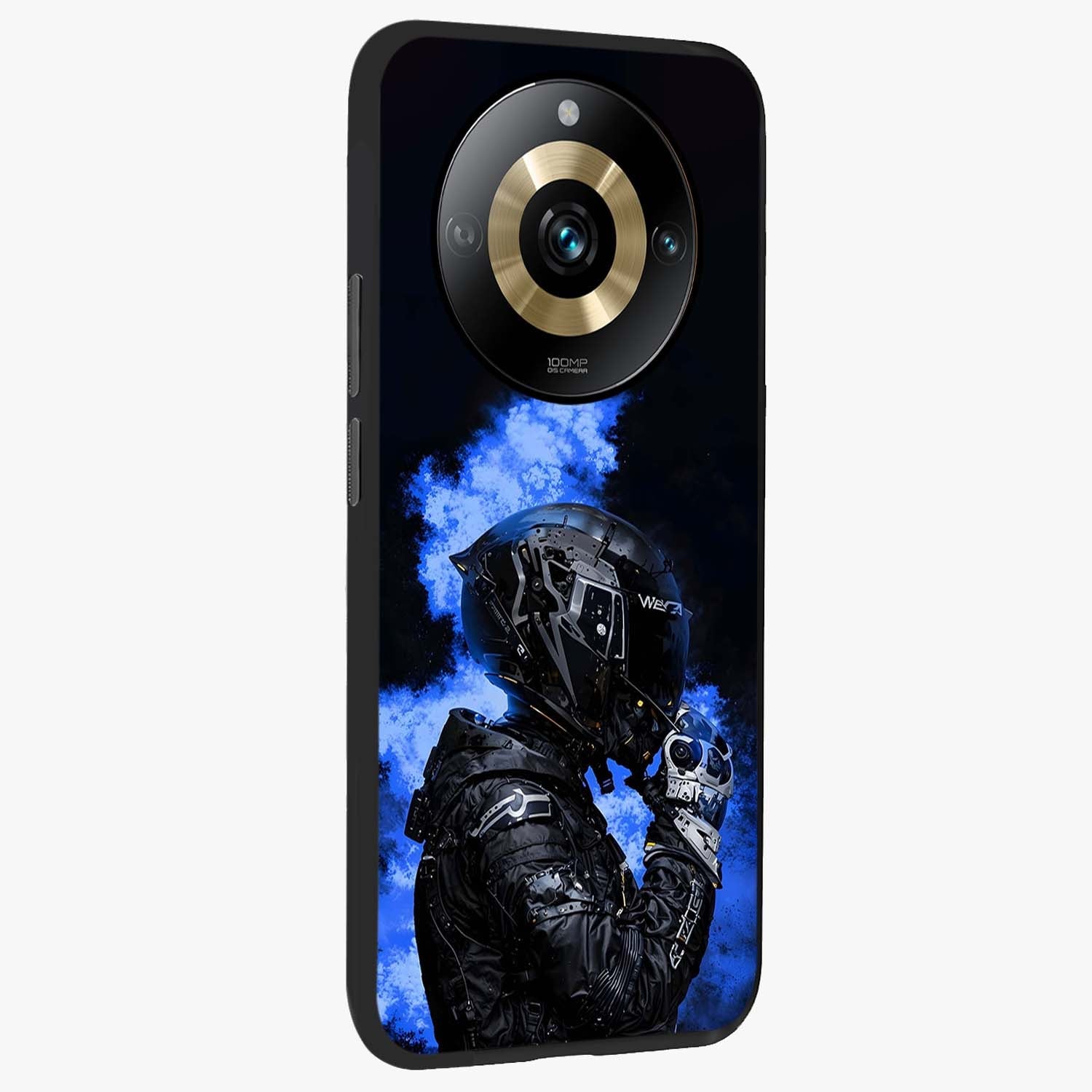 Cyber Sentinel Protocol Glass Case upright view showcasing advanced cyber sentinel artwork with futuristic tech theme.