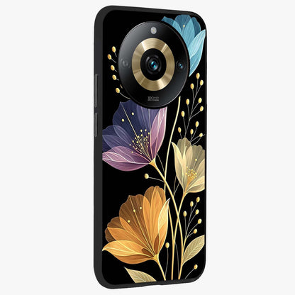Delicate Multicolor Flowers Glass Case upright view showcasing delicate floral artwork with bright botanical theme.