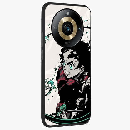 Demon Slayer Glass Case upright view showcasing powerful anime artwork with intense warrior theme.