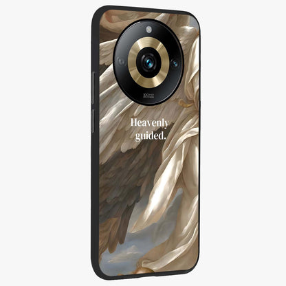 Divine Winged Grace Glass Case upright view showcasing spiritual wing artwork with soft celestial theme.