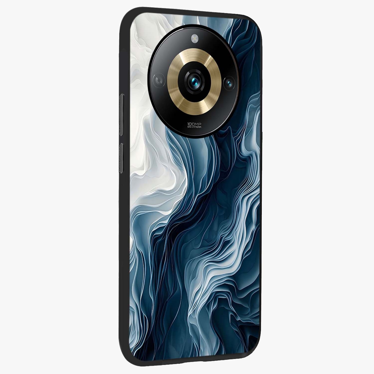 Ethereal Paper Marble Glass Case upright view showcasing smooth marble artwork with refined minimalist theme.