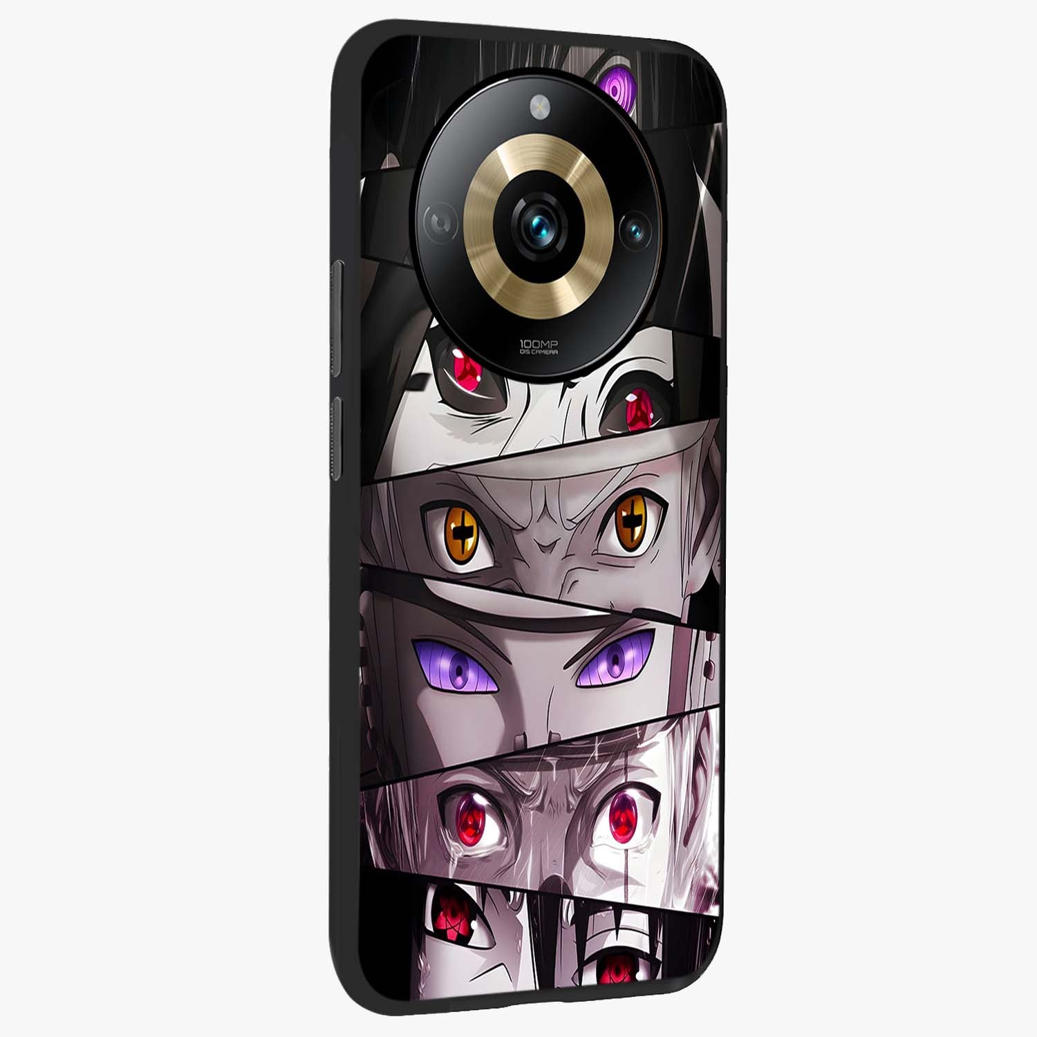 Eyes of Destiny Glass Case upright view showcasing symbolic eye artwork with dramatic artistic theme.