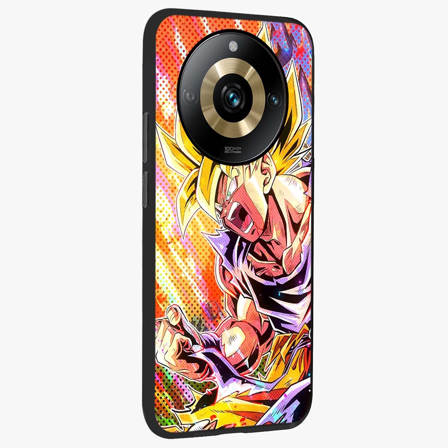 Firing Goku Glass Case upright view showcasing energetic anime artwork with bold warrior theme.