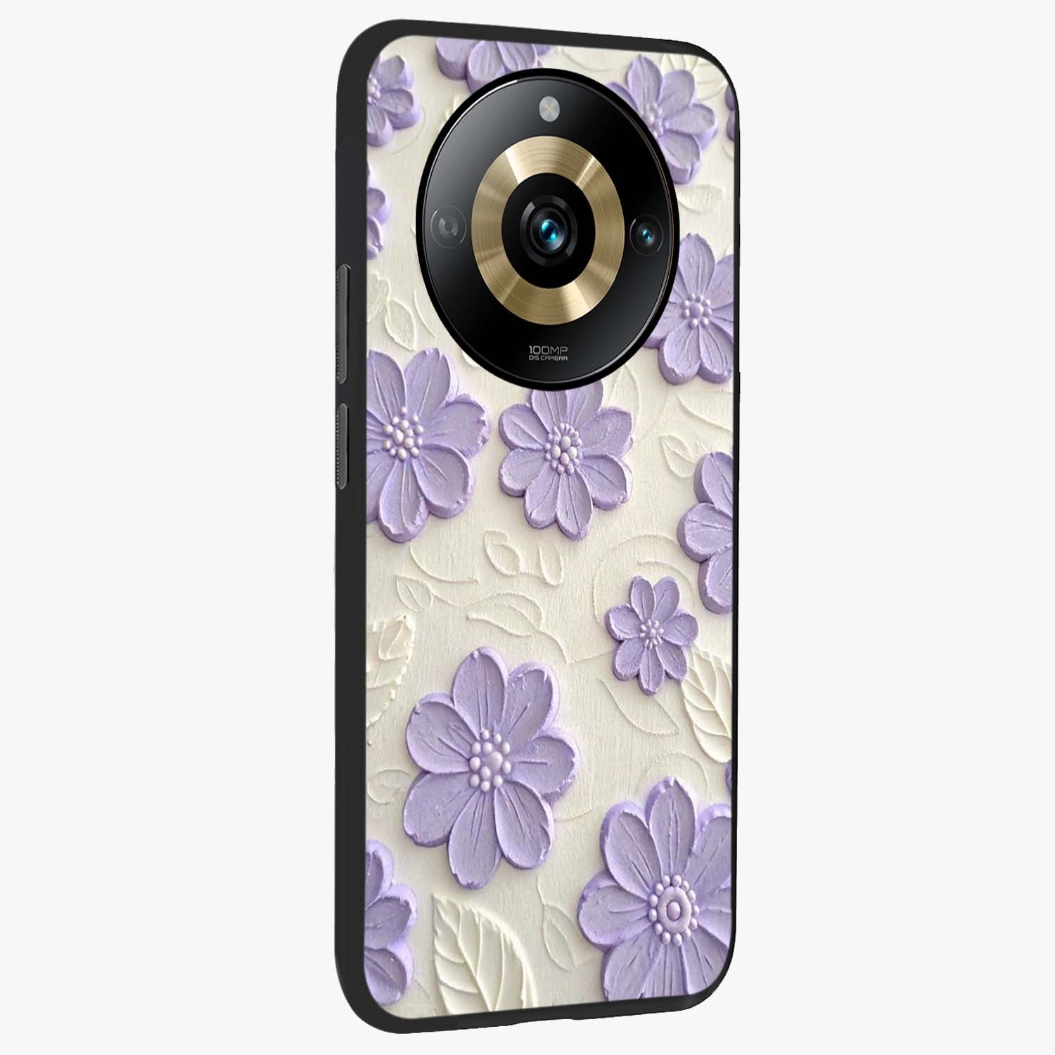 Floral Wall Art With Purple Flowers Glass Case upright view showcasing elegant purple flower artwork with decorative floral theme.