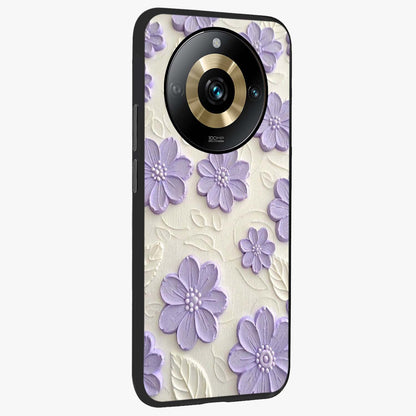 Floral Wall Art With Purple Flowers Glass Case upright view showcasing elegant purple flower artwork with decorative floral theme.