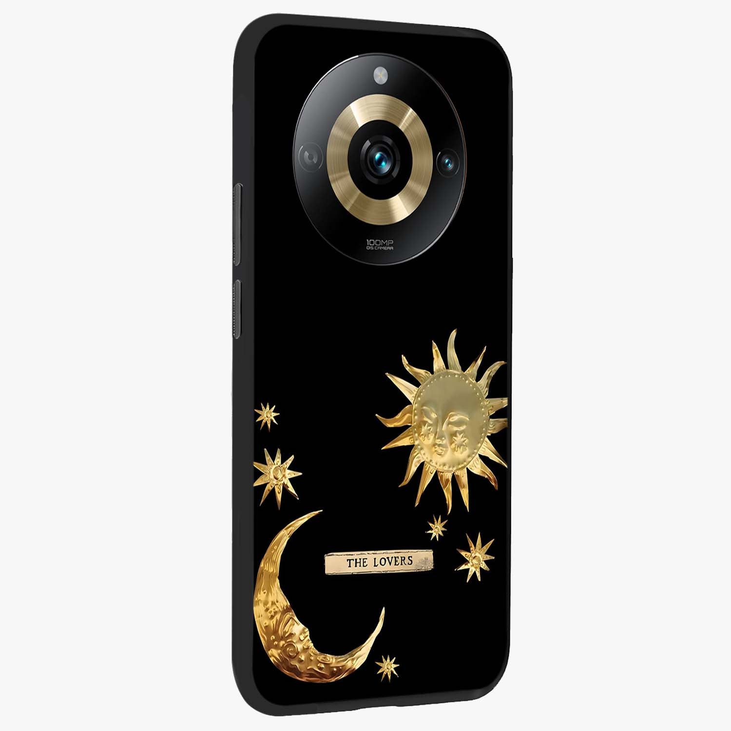 Gold Sun Blush Glass Case upright view showcasing glowing sun artwork with elegant celestial theme.