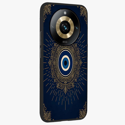 Golden Celestial Charm Glass Case upright view showcasing radiant celestial artwork with elegant golden theme.