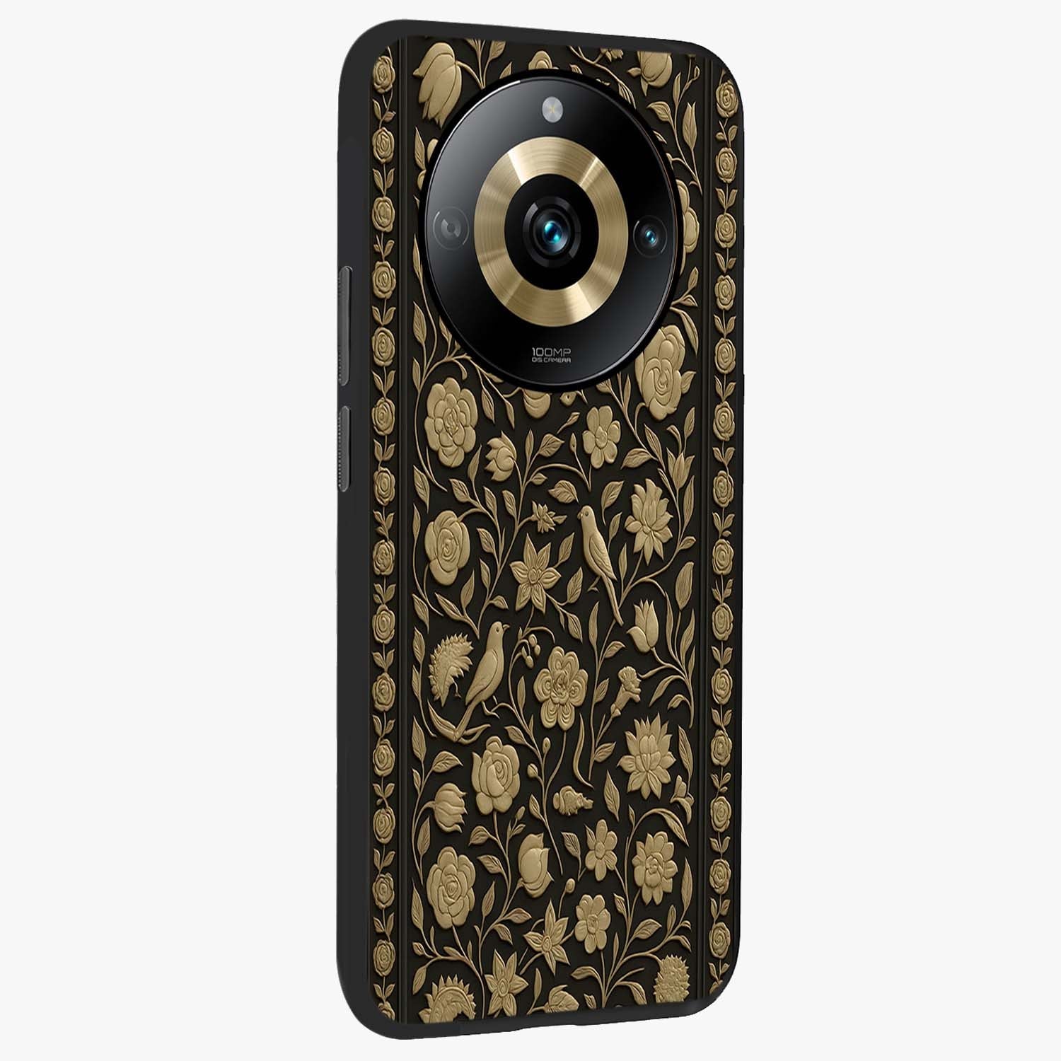 Golden Evil Eye Mandala Glass Case upright view showcasing decorative evil eye mandala artwork with spiritual aesthetic style.