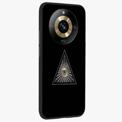Illuminati Evil Glass Case upright view showcasing striking illuminati artwork with mysterious symbolic theme.