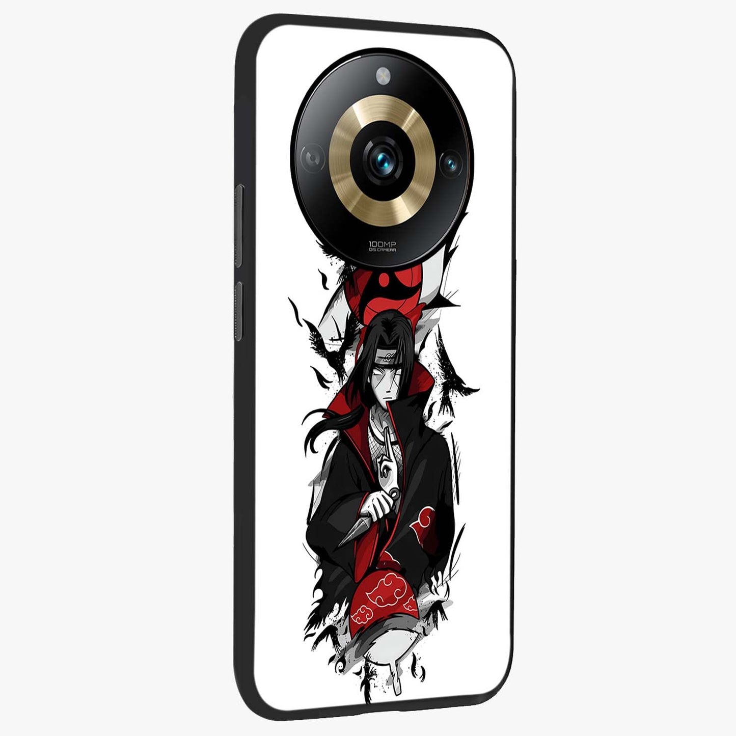 Itachi Limited Edition Naruto Anime Glass Case upright view showcasing intense anime artwork with powerful character theme.