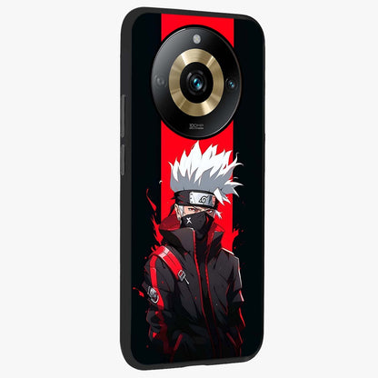 Kakashi Scarlet Shadow Glass Case upright view showcasing intense anime ninja artwork with dark action theme.