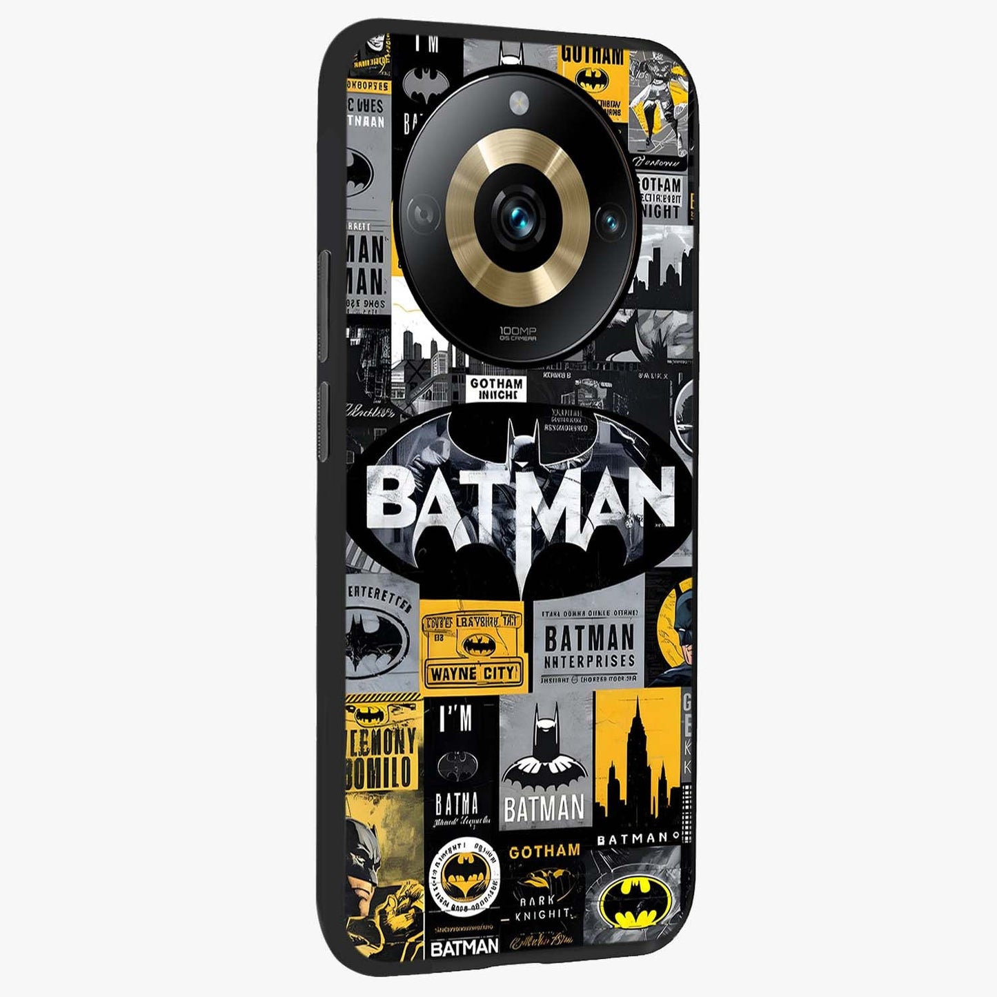 Knight Gotham Rise Glass Case upright view showcasing bold vigilante themed artwork with gothic city vibe.