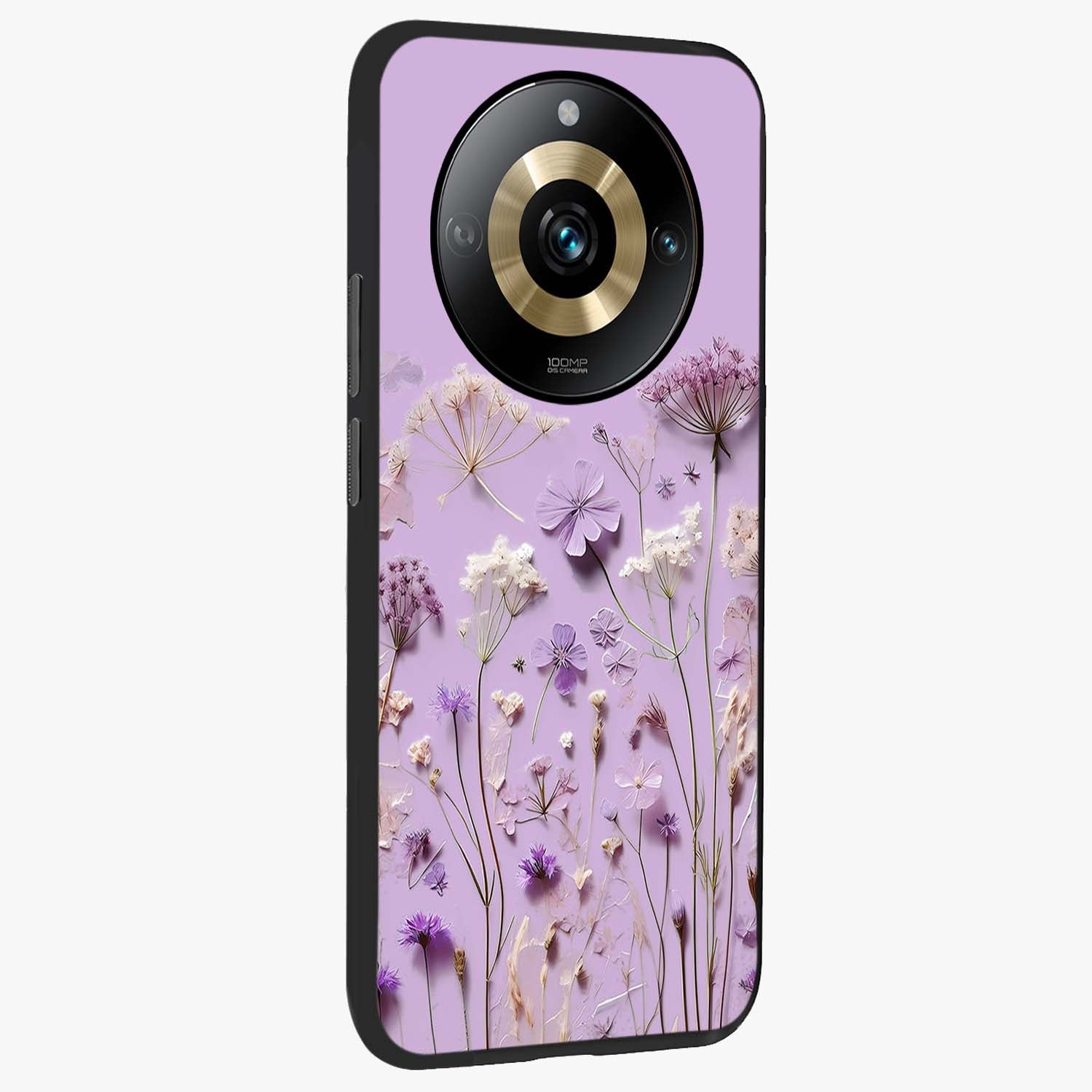 Lavender Blossom Dream Glass Case upright view showcasing delicate lavender blossom artwork with peaceful floral theme.