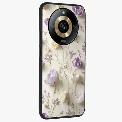 Lilac Breeze Harmony Glass Case upright view showcasing delicate lilac artwork with peaceful floral theme.