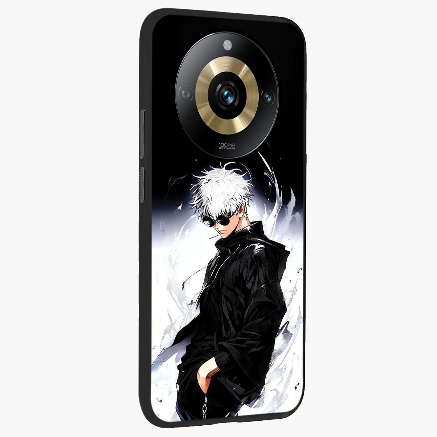 Limitless Shadow King Glass Case upright view showcasing bold shadow warrior artwork with epic fantasy theme.