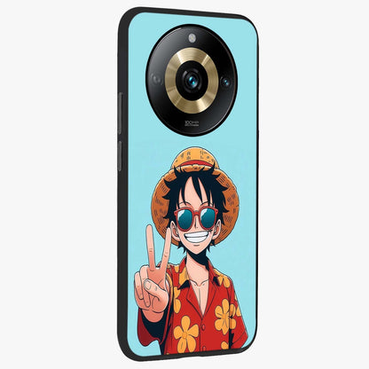 Luffy Summer Anime Vibe Glass Case upright view showcasing dynamic anime artwork with bright adventurous theme.