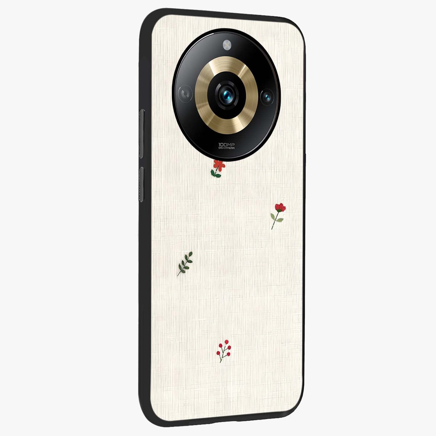 Minimalistic Blue With White Flower Pattern Glass Case upright view showcasing clean white flower artwork with calming blue theme.