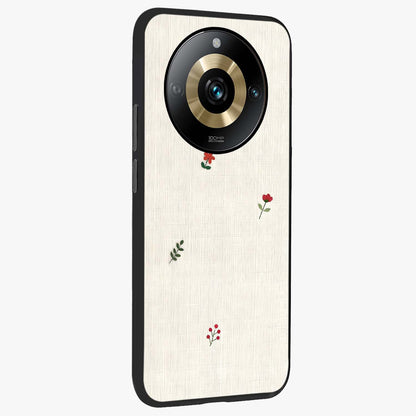 Minimalistic Blue With White Flower Pattern Glass Case upright view showcasing clean white flower artwork with calming blue theme.
