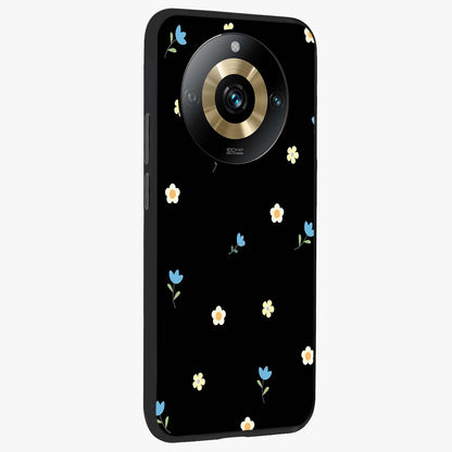 Minimal Petal Whispers Glass Case upright view showcasing elegant floral artwork with modern minimalist style.