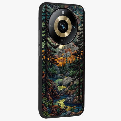 Moonlight Forest Dream Glass Case upright view showcasing magical forest artwork with calm night theme.
