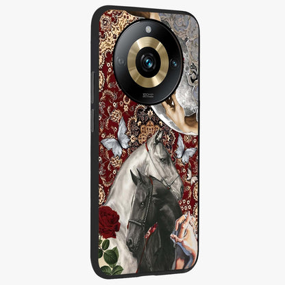 Moonlit Royal Stallion Glass Case upright view showcasing dramatic horse artwork with glowing moon themed design.