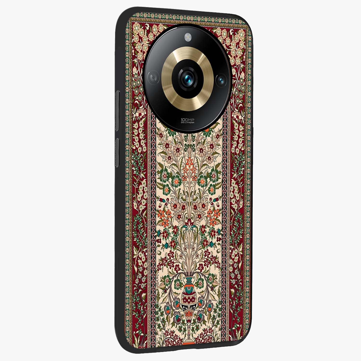 Persian Inspired Glass Case upright view showcasing decorative Persian artwork with rich heritage theme.