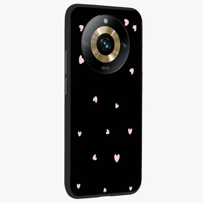 Pink Love Drops Glass Case upright view showcasing charming heart drop artwork with romantic playful theme.
