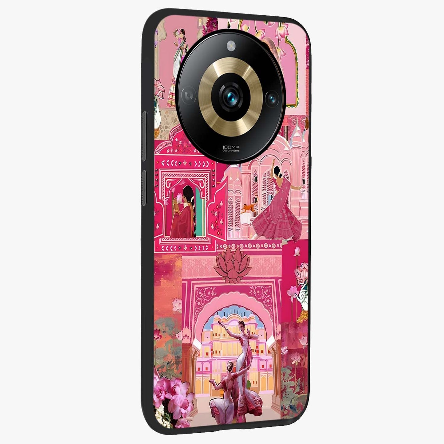 Pink Palace Muse Glass Case upright view showcasing artistic palace artwork with graceful royal theme.