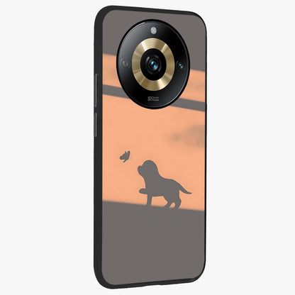 Puppy Shadow Art Glass Case upright view showcasing charming puppy artwork with creative silhouette theme.