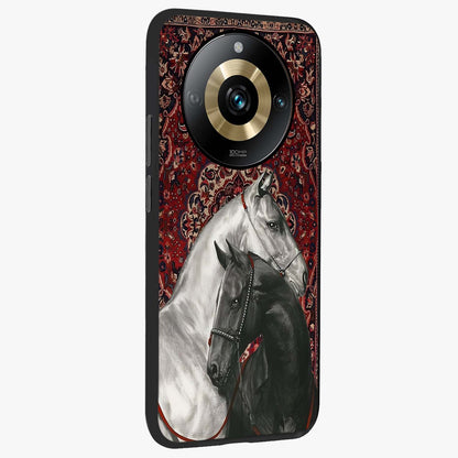 Regal Stallion Tapestry Glass Case upright view showcasing powerful horse artwork with elegant tapestry theme.