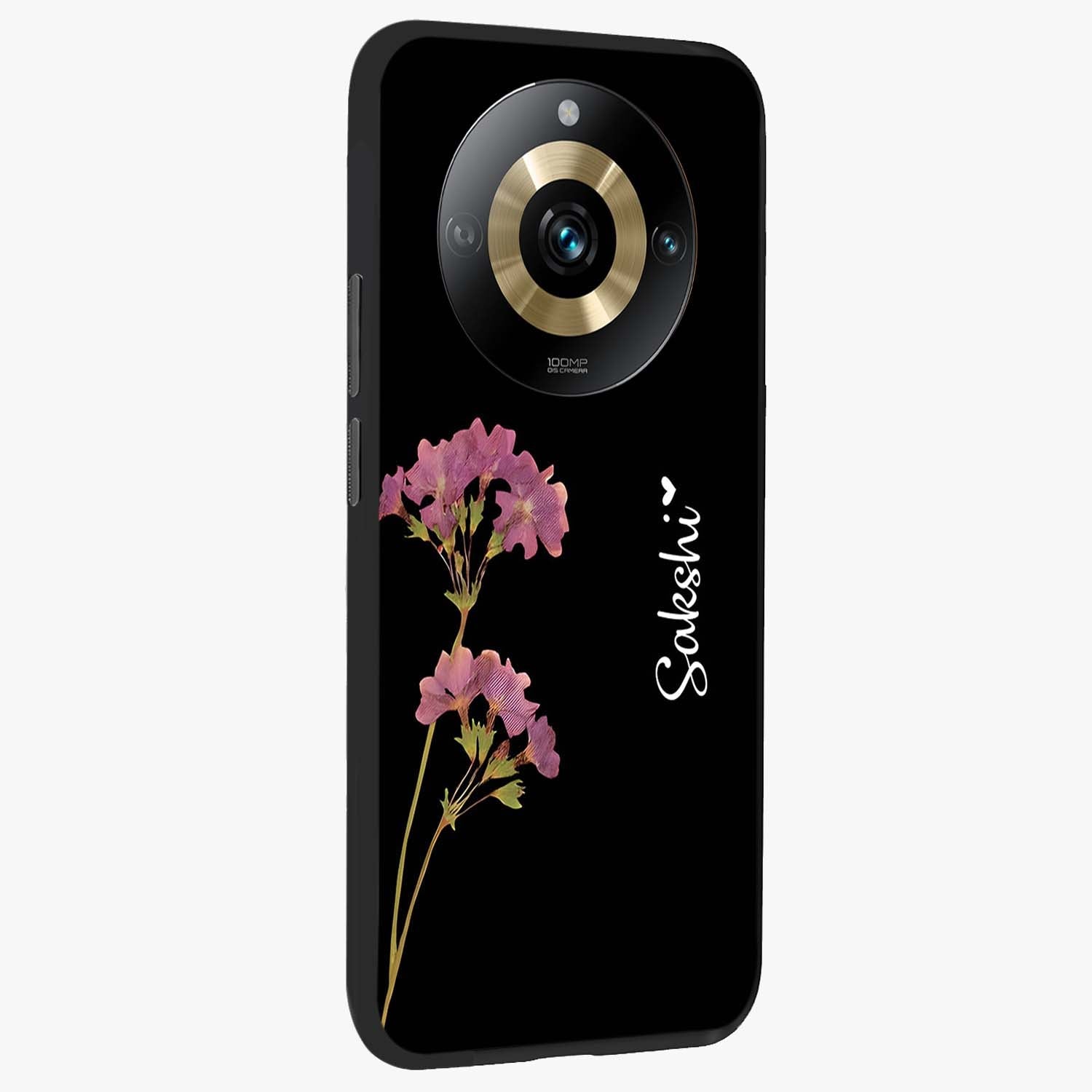 Riching Lavender Flower Custom Name Glass Case upright view showcasing elegant lavender floral artwork with personalized aesthetic.