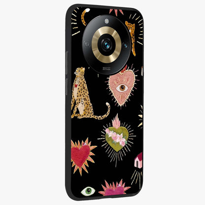 Sacred Jungle Heart Glass Case upright view showcasing vibrant jungle artwork with symbolic heart theme.