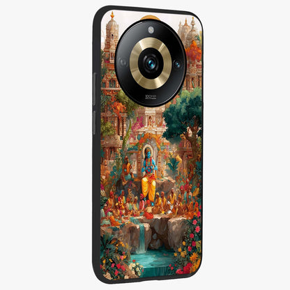 Sacred Sunlight Gods Glass Case upright view showcasing glowing divine artwork with sacred mythological theme.