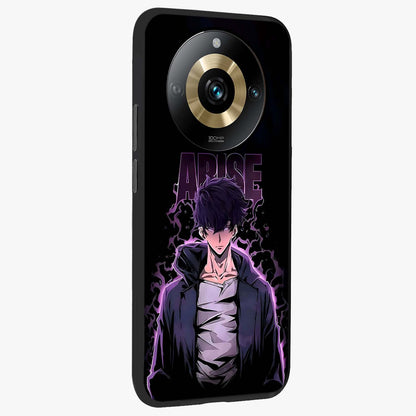 Shadow Monarch Awakening Glass Case upright view showcasing bold monarch artwork with mystical awakening theme.