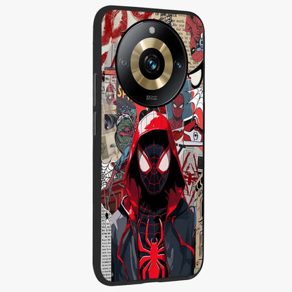 Spider Collage Street Glass Case upright view showcasing bold superhero artwork with urban street theme.