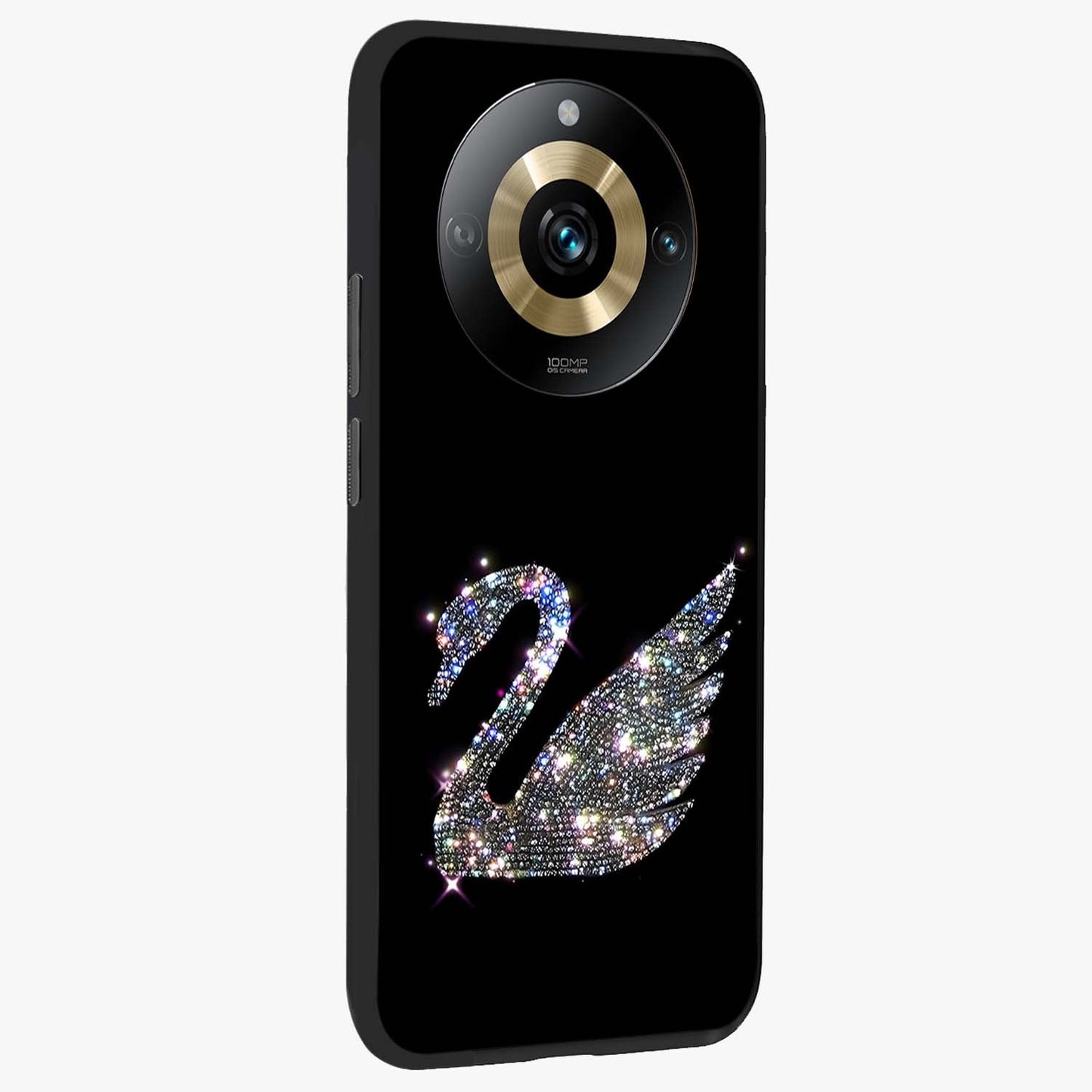 Starlit Swan Grace Glass Case upright view showcasing beautiful swan artwork with peaceful night themed design.