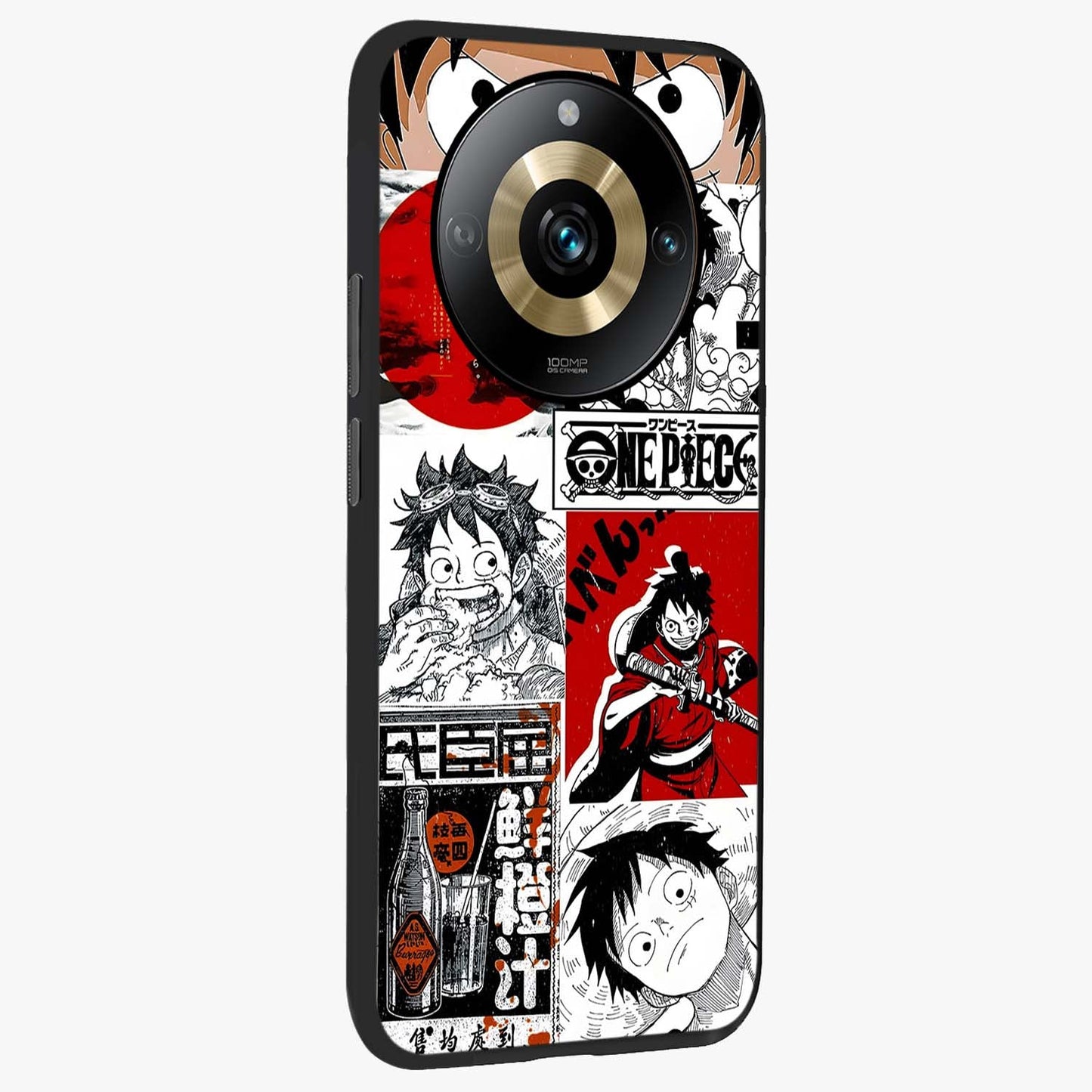 Strawhat Chaos Panels Glass Case upright view showcasing energetic anime artwork with bold adventure theme.