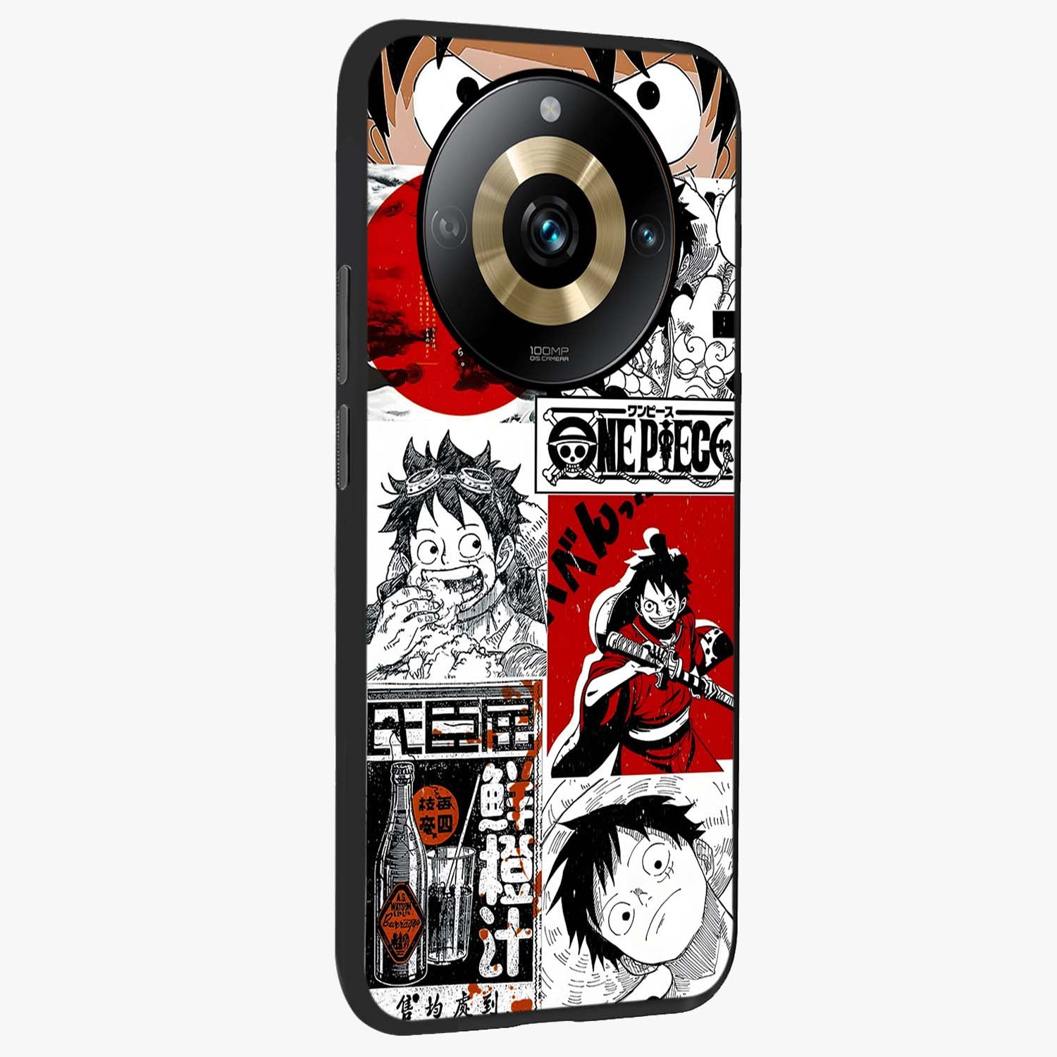 Strawhat Chaos Panels Glass Case upright view showcasing energetic anime artwork with bold adventure theme.