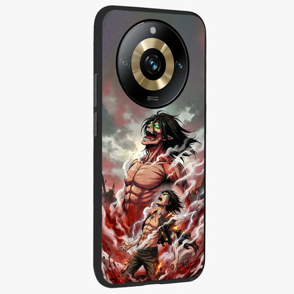 Titan Awakening Fury Glass Case upright view showcasing intense titan artwork with epic fantasy theme.