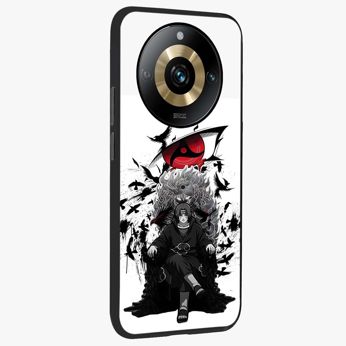 Uchiha Shadow Throne Glass Case upright view showcasing magical underwater galaxy artwork with vibrant cosmic theme.