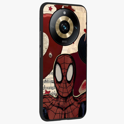Web Warrior Vibes Glass Case upright view showcasing energetic superhero artwork with bold action theme.
